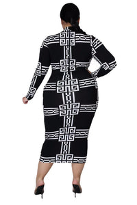 Plus Size Long Sleeve Bodycon Cocktail Dress