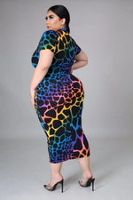 Load image into Gallery viewer, Plus Size Print Short Sleeve Evening Dress
