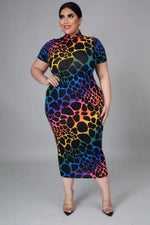Load image into Gallery viewer, Plus Size Print Short Sleeve Evening Dress
