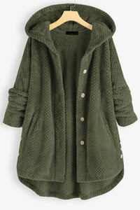 Plus Size Women's Green Winter Hooded Coat