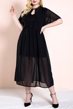 Load image into Gallery viewer, Plus Size Black Chiffon Midi Dress
