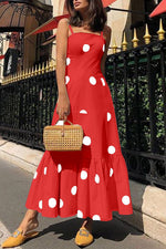 Load image into Gallery viewer, Polka Dot Ruffles Spaghetti Straps Vacation Dress

