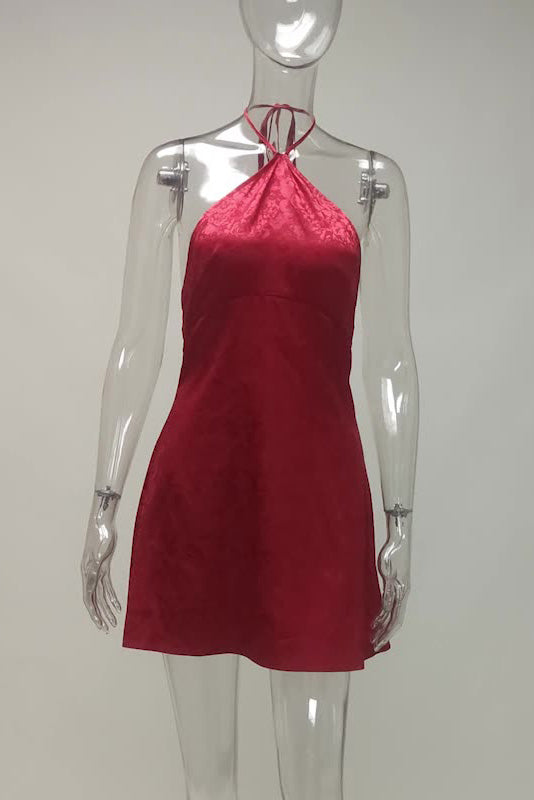 Red Halter Mini Party Dress