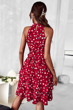 Load image into Gallery viewer, Red Sleeveless Print Swing Short Mini Dress
