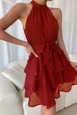 Load image into Gallery viewer, Chic Red Sleeveless Swing Dress
