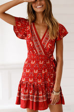 Load image into Gallery viewer, Sexy V-neck Maxi Printed Summer Short Dress
