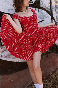 Red Polka Dot Sleeveless Mini Dress