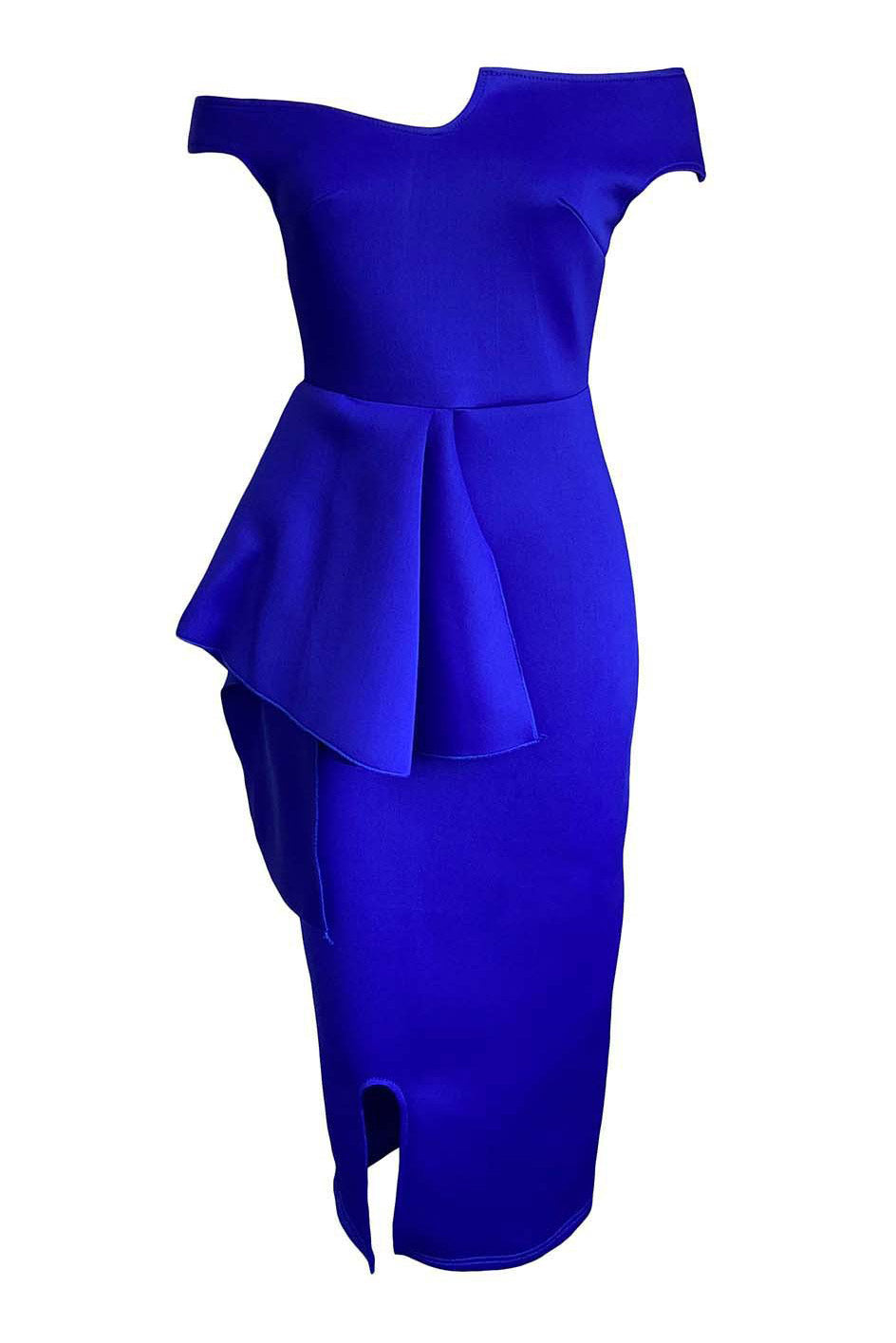 Royal Blue Off Shoulder Midi Cocktail Party Dresses