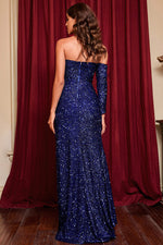 Load image into Gallery viewer, Royal Blue Strapless High Split Prom Gown Evening Dress
