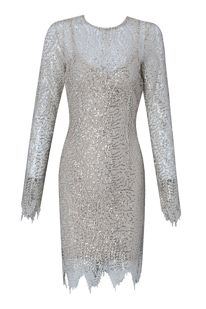 Sequin Long Sleeve Lace Mini Bodycon Dress – TheGlamourLady.com