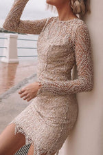 Load image into Gallery viewer, Sequin Long Sleeve Lace Mini Bodycon Dress
