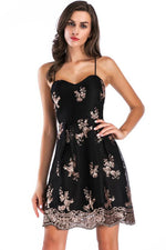 Load image into Gallery viewer, Sequined Lace-up Sweetheart Little Black Dress
