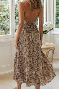Sexy A-Line Backless Dress Ruffle Dress