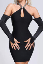 Load image into Gallery viewer, Sexy Black Halter Mini Party Bandage Dress
