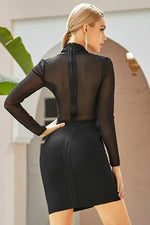 Load image into Gallery viewer, Sexy Black V-Neck Long Sleeve Cocktail Party Dress
