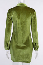 Load image into Gallery viewer, Sexy Green Shirt Long Sleeve Mini Dress
