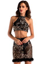 Load image into Gallery viewer, Sexy Halter Two Piece Party Homecoming Dress
