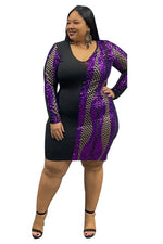 Load image into Gallery viewer, Sexy Low Cut Plus Size Long Sleeve Party Dress
