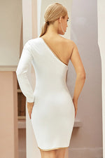 Load image into Gallery viewer, Sexy Mini White One Sleeve Party Homecoming Dress
