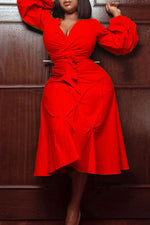 Load image into Gallery viewer, Sexy Red Long Sleeve A-Line Dress
