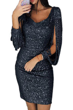 Load image into Gallery viewer, Sexy Sparkly Slit Sleeve Bodycon Dress
