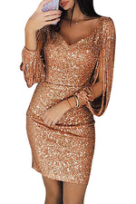 Load image into Gallery viewer, Sexy Sparkly Slit Sleeve Bodycon Dress
