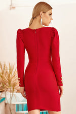 Load image into Gallery viewer, Short Red Long Sleeve Party Bandage Dress
