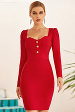Load image into Gallery viewer, Short Red Long Sleeve Party Bandage Dress
