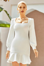 Load image into Gallery viewer, Short White Long Sleeve Party Bandage Dresses

