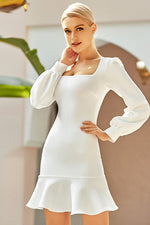 Load image into Gallery viewer, Short White Long Sleeve Party Bandage Dresses
