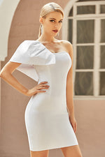 Load image into Gallery viewer, Short White One Shoulder Party Cocktail Dresses
