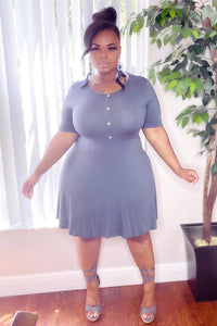 Simple Plus Size Short Sleeve A-Line Dress