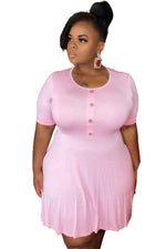 Load image into Gallery viewer, Simple Plus Size Short Sleeve A-Line Dress
