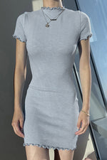 Load image into Gallery viewer, Simple Short Sleeve Sage Mini Dress
