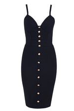 Load image into Gallery viewer, Solid Bustier Button Front Bandage Dress
