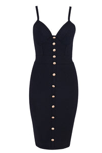 Solid Bustier Button Front Bandage Dress