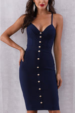Load image into Gallery viewer, Solid Bustier Button Front Bandage Dress
