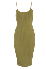 Load image into Gallery viewer, Solid Chain Sleeveless Ribbed Bandage Dress
