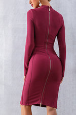 Load image into Gallery viewer, Solid High Neck Bandage Dress With Long Sleeves
