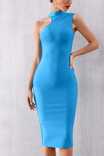 Load image into Gallery viewer, Solid High Neck Sleeveless Bodycon Party Dress
