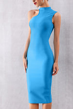 Load image into Gallery viewer, Solid High Neck Sleeveless Bodycon Party Dress

