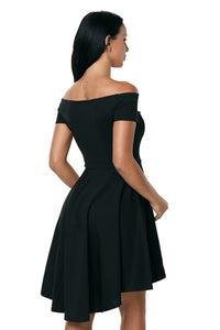 Solid Off-the-shoulder High Low Frilled Dress