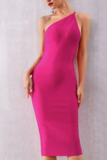 Load image into Gallery viewer, Solid One Shoulder Backless Bandage Dress
