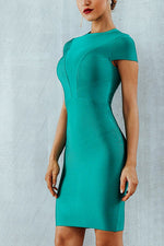 Load image into Gallery viewer, Solid Round Neck Short Sleeve Bodycon Dress

