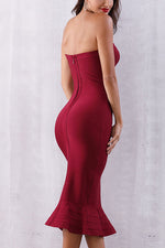 Load image into Gallery viewer, Solid Strapless Mermaid Bodycon Dress
