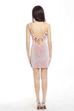 Load image into Gallery viewer, Solid V Neck Lace-up Backless Velvet Mini Dress
