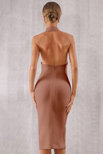 Load image into Gallery viewer, Solid V-neck Halter Backless Bandage Dress

