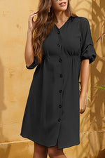 Load image into Gallery viewer, Solid Button Up Frilled Waist Dress
