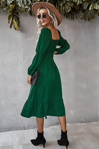 Solid Color A-line Casual Vacation Long Sleeve Dress