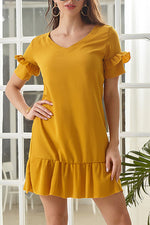 Load image into Gallery viewer, Solid Ruffled Trim Chiffon Dress

